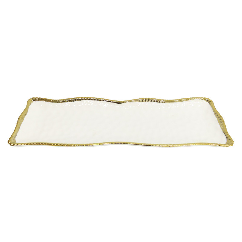 Plat de presentation blanc/dore