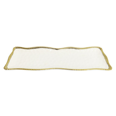 Plat de presentation blanc/dore
