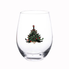 Verre avec decorations sapin
