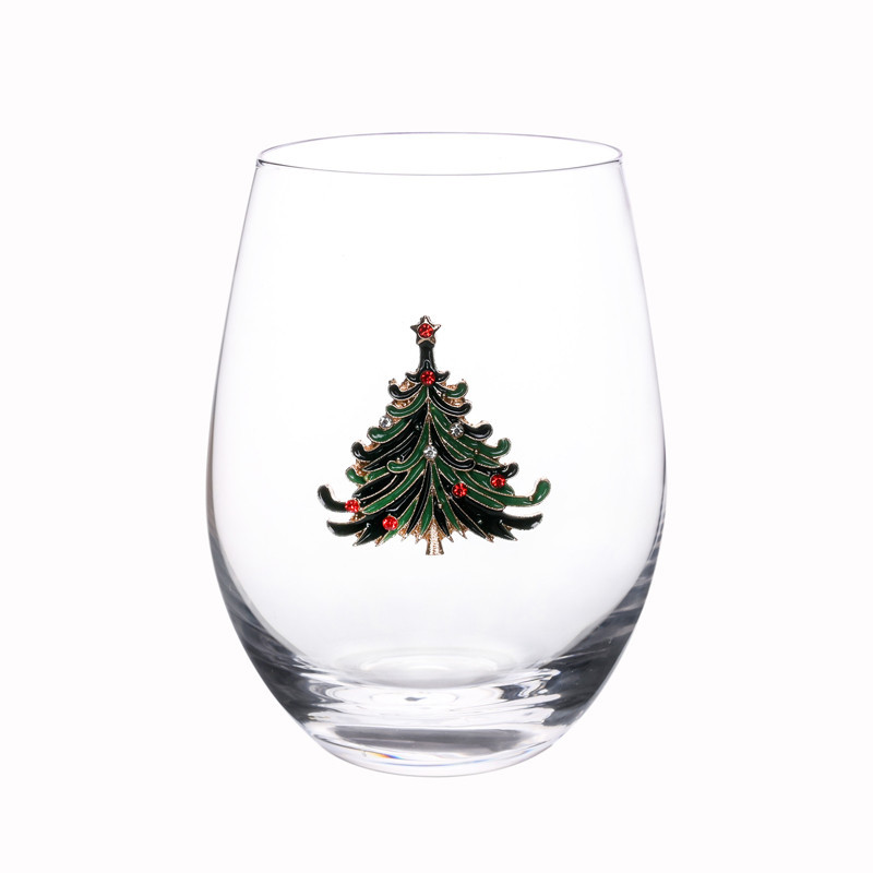 Verre avec decorations sapin