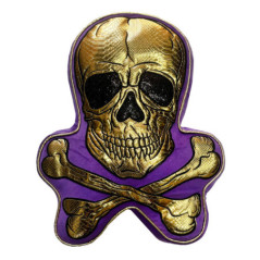 Coussin tete de mort doree