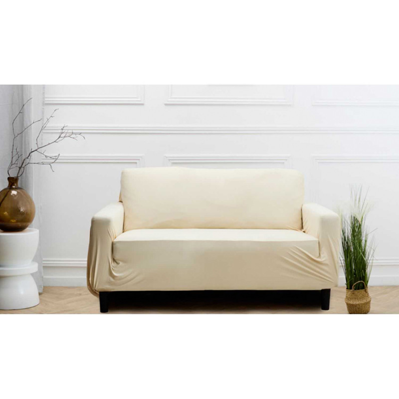 Housse de canape uni 2p creme