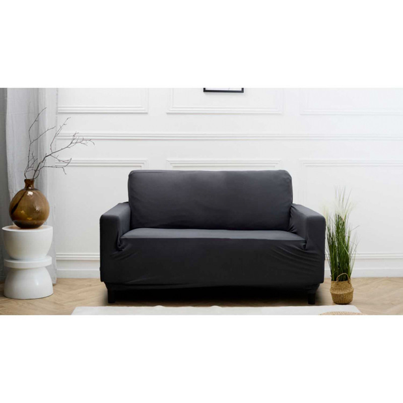 Housse de canape uni 2p taupe