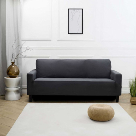 Housse de canape uni 3p gris ant