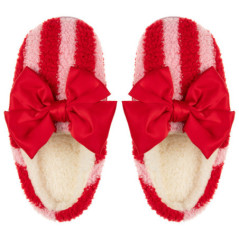 Pantouffle bouclette avec rayure