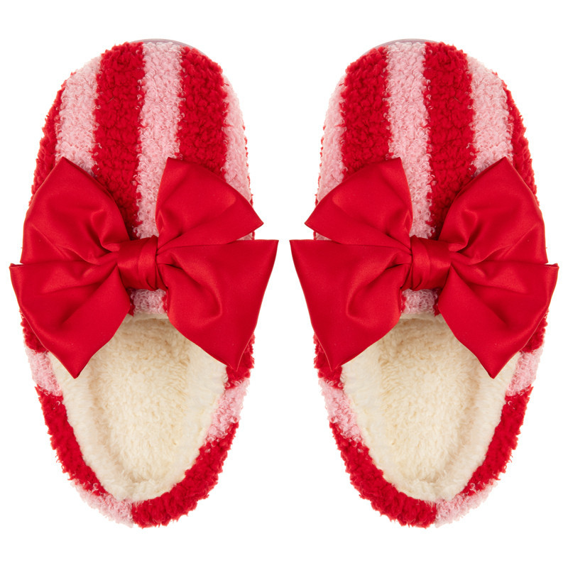 Pantouffle bouclette avec rayure