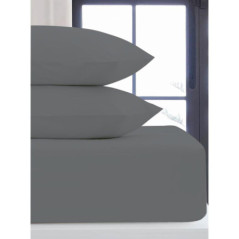 Drap housse 160x200 flanelle gri