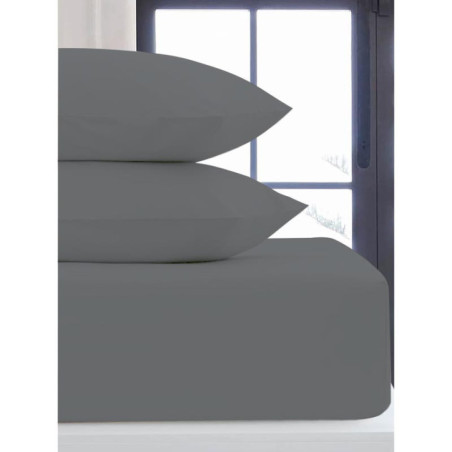 Drap housse 160x200 flanelle gri