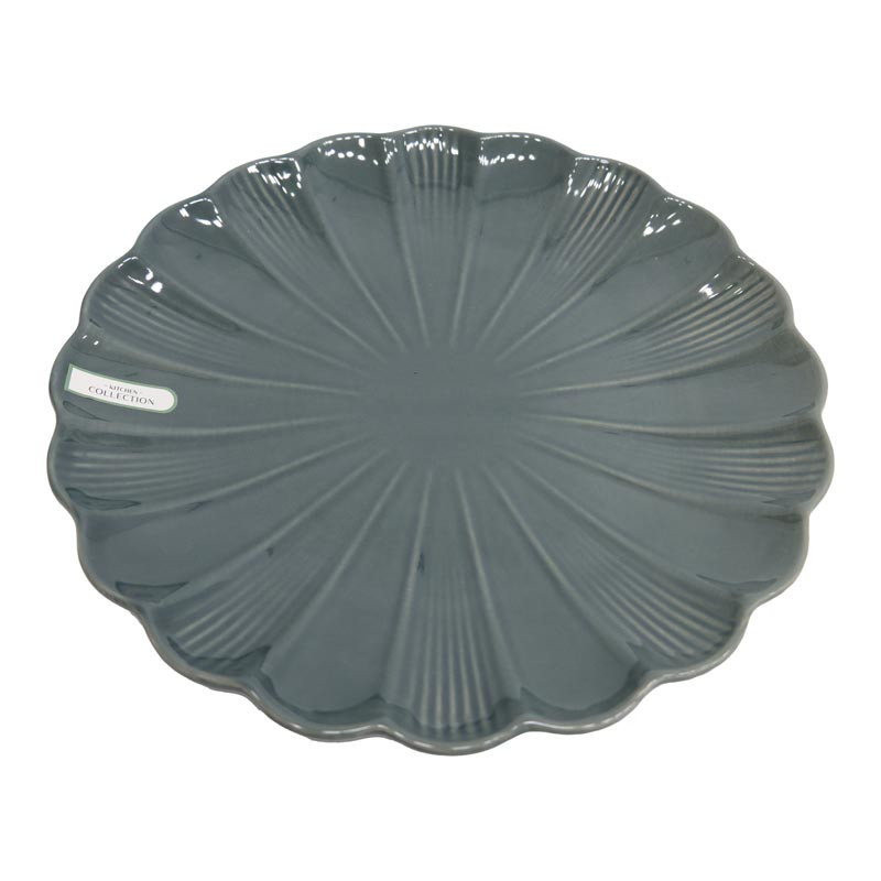 Assiette plate verte forme fleur