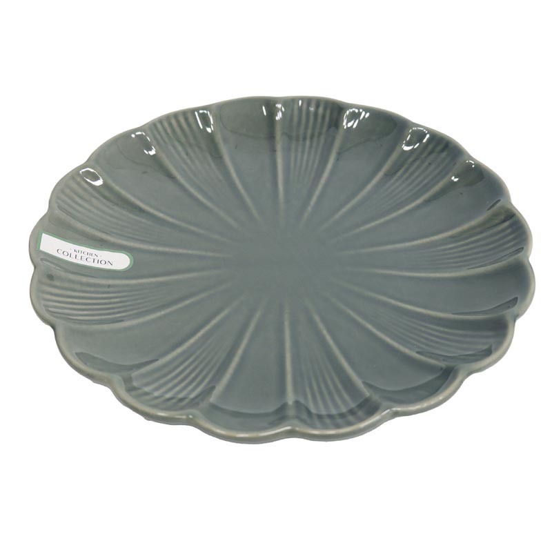 Assiette dessert verte fleur