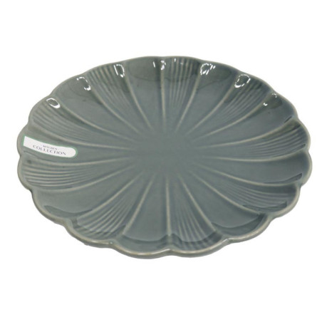 Assiette dessert verte fleur