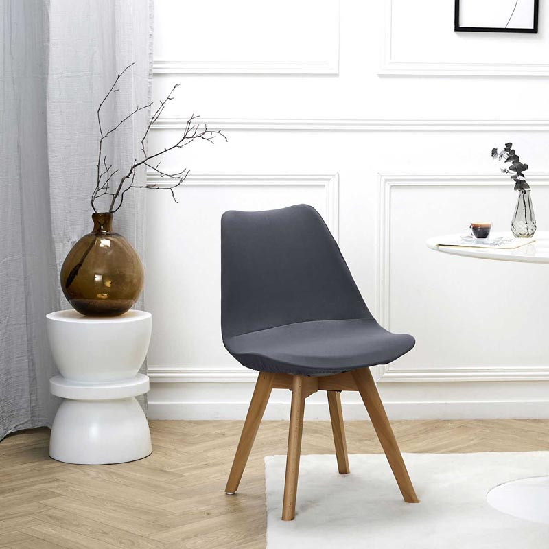 Housse de chaise s uni gris anth