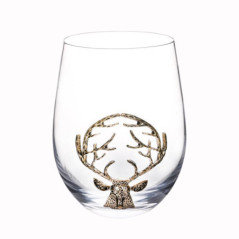 Verre avec cerf en metal incrust