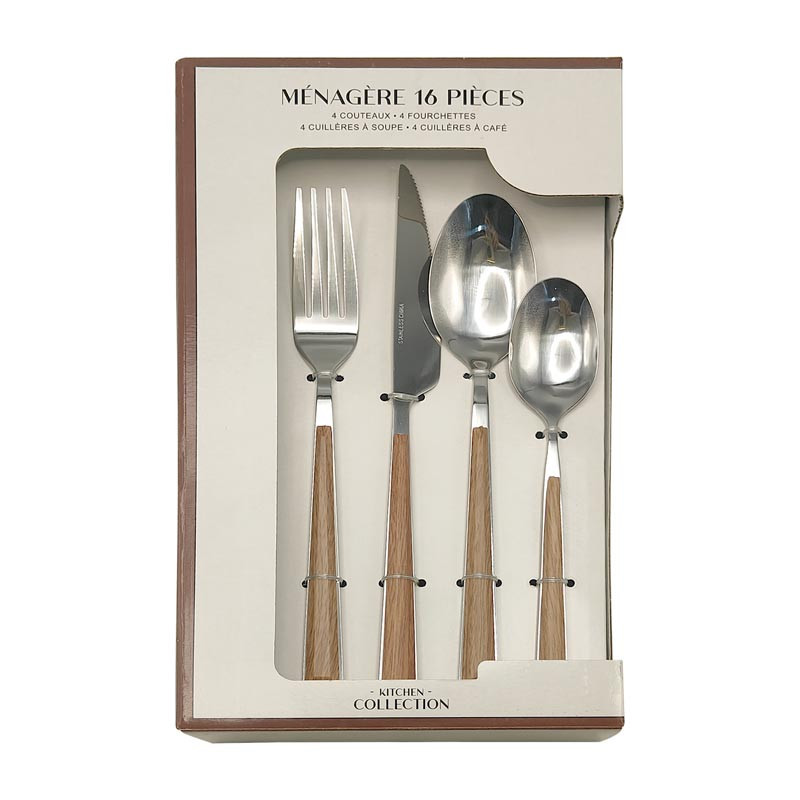 Menagere 16pcs inox manche bois
