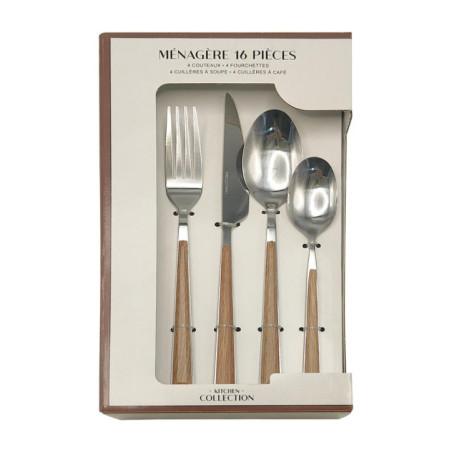Menagere 16pcs inox manche bois