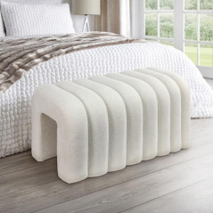 Pouf long blanc casse
