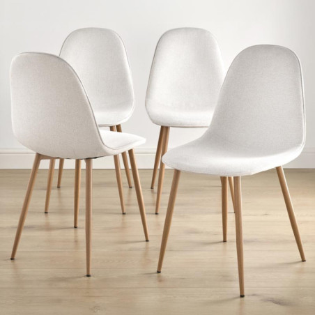 4 chaises creme pieds effet bois
