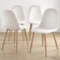 4 chaises creme pieds effet bois