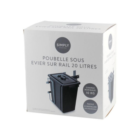 Poubelle sous evier sur rail 20l