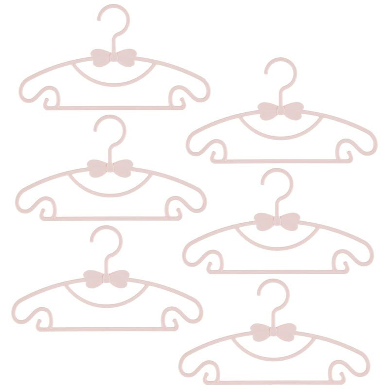 6 cintres plastique noeud rose