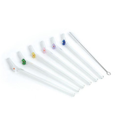 6 pailles en verre fleur
