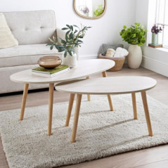 2 tables basses ovoide effet tra