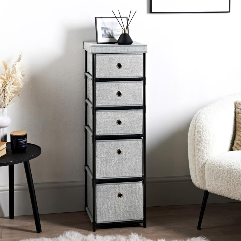 Rangement large 5 tiroirs tissu