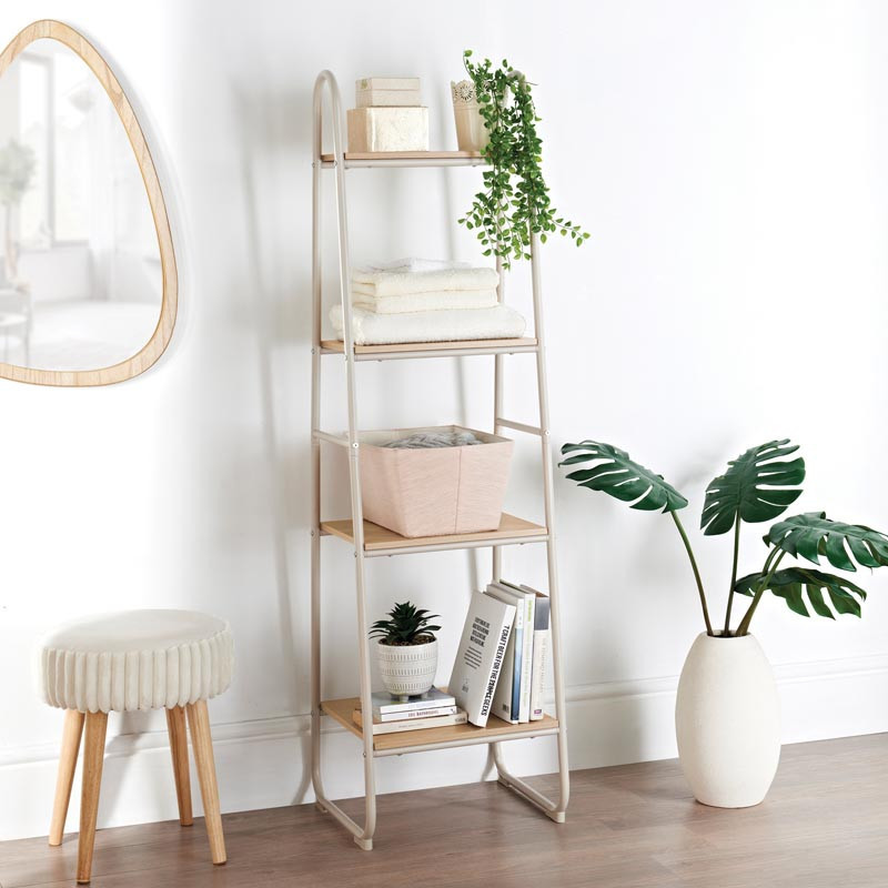 Etagere 4 niveaux creme/bois