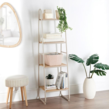 Etagere 4 niveaux creme/bois