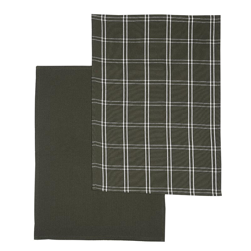 Lot de 2 torchons noir carreaux