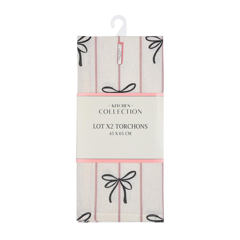 Lot de 2 tochons raye avec noeud