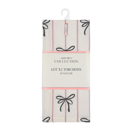 Lot de 2 tochons raye avec noeud