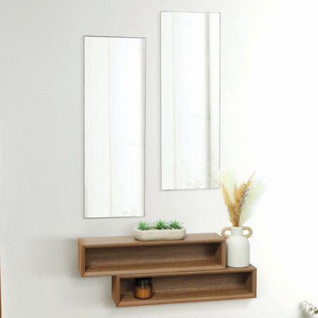 Meuble d entree decale bois fonc