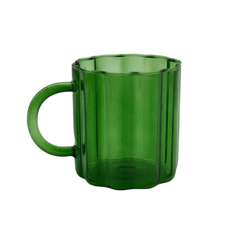 Mug en verre vert fleur