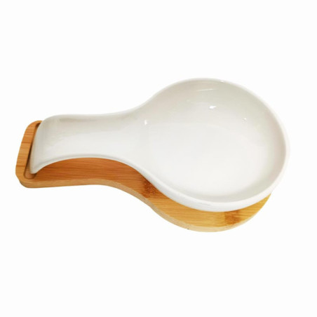 Repose cuillere blanc/bambou