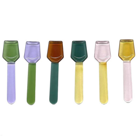 Lot de 6 cuillere verre colore