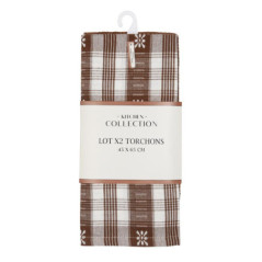 Lot de 2 torchons marron