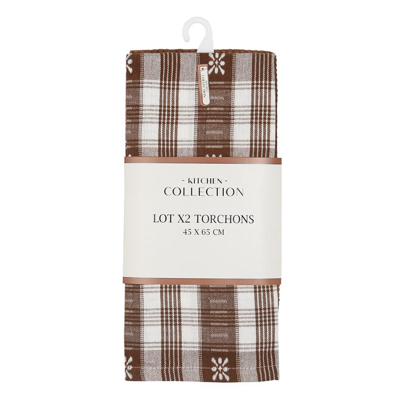 Lot de 2 torchons marron