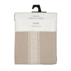Nappe taupe et motifs creme