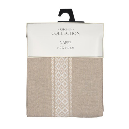 Nappe taupe et motifs creme