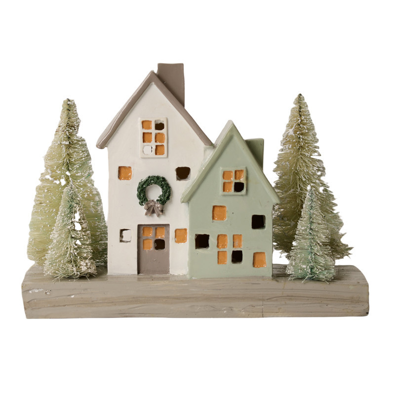 Maison avec sapin en bois led