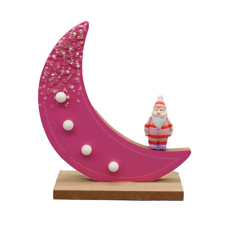 Lune rose avec pere noel led