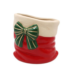 Vase sac de noel avec nAud h15cm