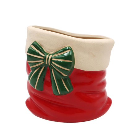 Vase sac de noel avec nud h15cm