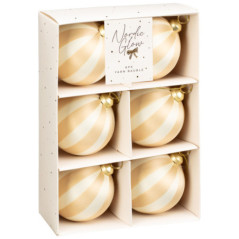 Pack de 6 boules strie champagne