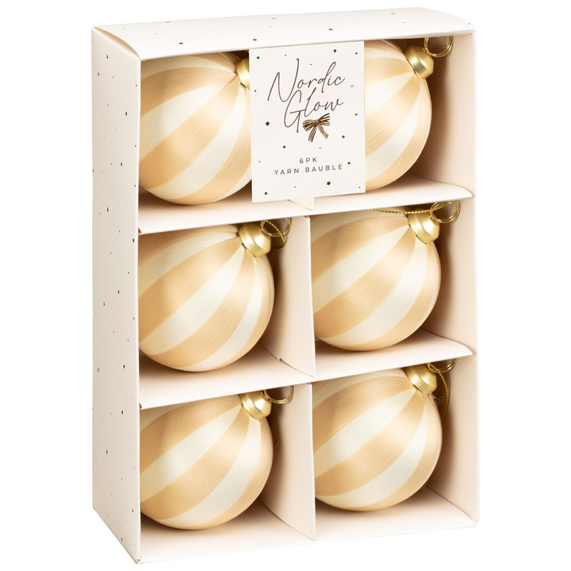 Pack de 6 boules strie champagne