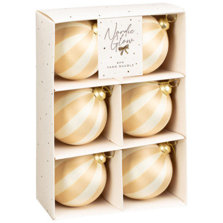 Pack de 6 boules strie champagne