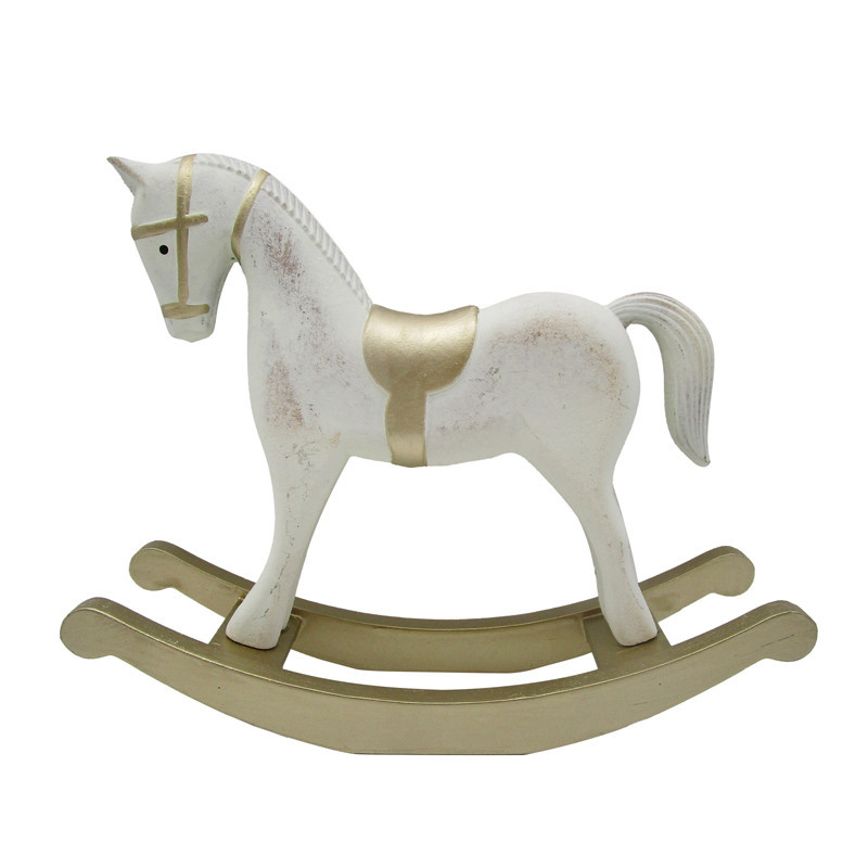 Cheval a bascule blanc h18cm