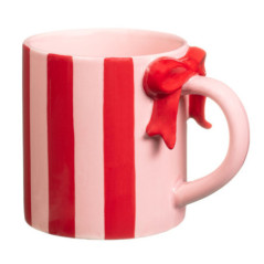 Mug rose et rouge cotele noeud
