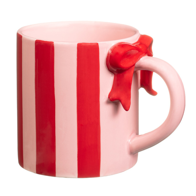 Mug rose et rouge cotele noeud